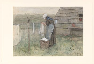 Woman by a Clothesline by Anton Mauve