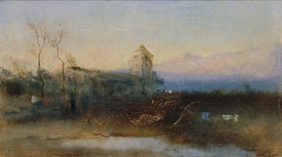 Landscape with Castle by Anton Romako