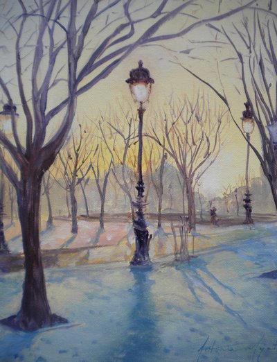 Reflections of Lamp Post Dome Church by Antonia Myatt