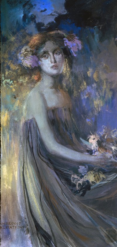 Lady with flowers by Antonio Ambrogio Alciati