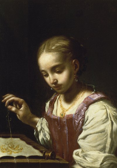 Girl Sewing by Antonio Amorosi