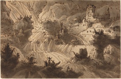 Mountain Torrents Flooding a City by Antonio Basoli