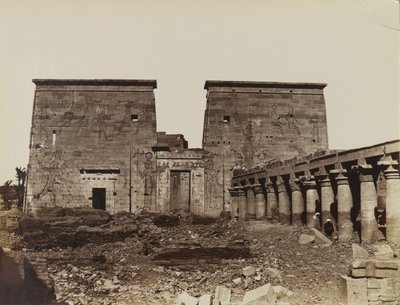 Philae, View of the Pylon with Columns by Antonio Beato