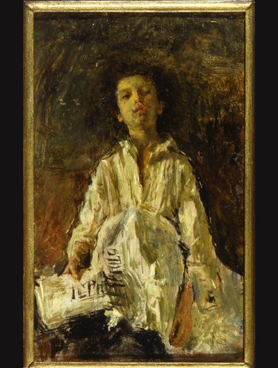 Newspaper boy by Antonio Mancini