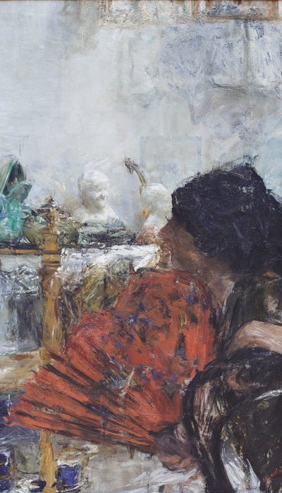Woman with the Red Fan by Antonio Mancini