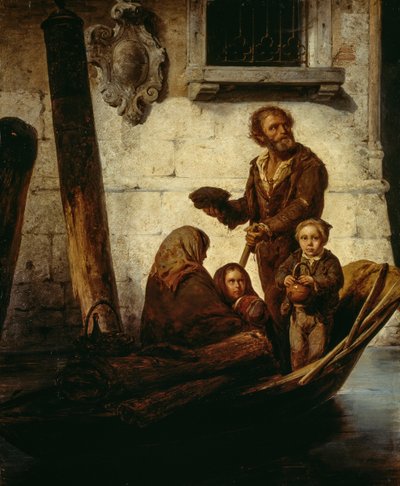 A family of commoners in a boat by Antonio Rotta