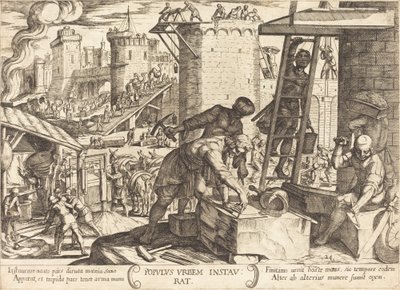The Israelites Rebuilding the Walls of Jerusalem by Antonio Tempesta