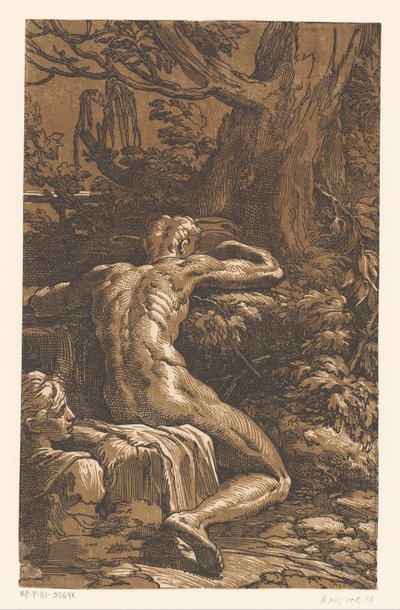 Naked Man in a Landscape by Antonio da Trento