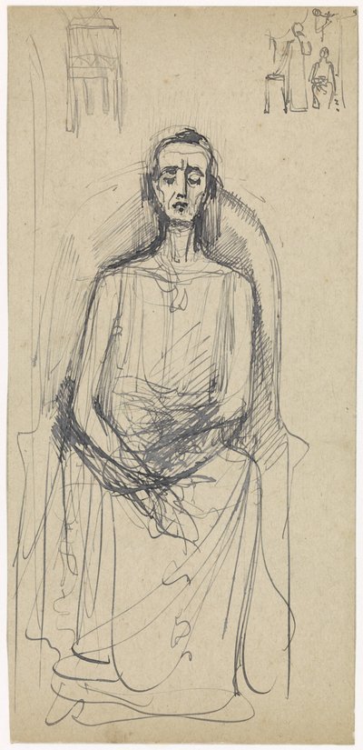 Seated Figure with Downcast Eyes by Antoon Derkinderen