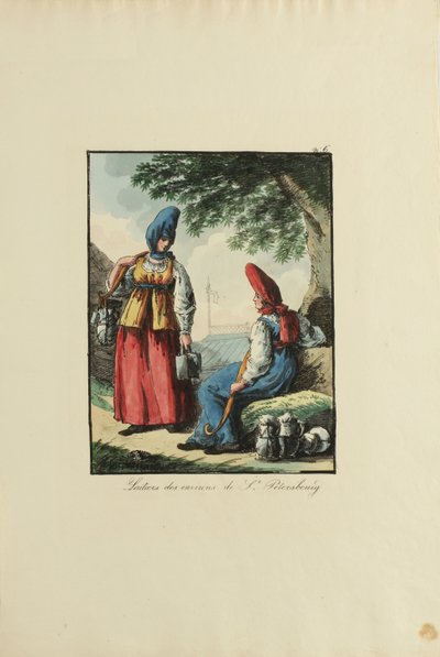 Dairywomen of Petersburg, 1817 by Armand Gustave Haubigant