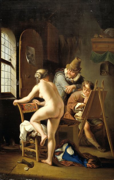 The Painter and his Model by Arnold Houbraken (copy after)