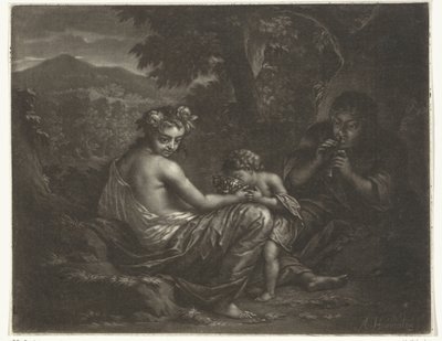 Shepherdess and Shepherd with Their Child by Arnold Houbraken