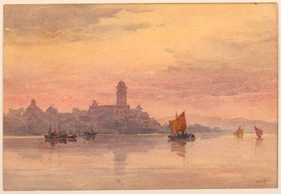 Sunset Over Sailing Boats by Arnold William Brunner