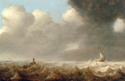 Fishing Boats on a Rough Sea by Arnoldus van Anthonissen