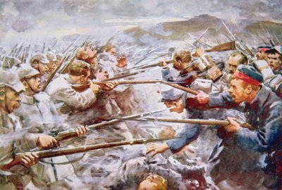 Belgians repelling Germans at Liège by Arthur C. (after) Michael