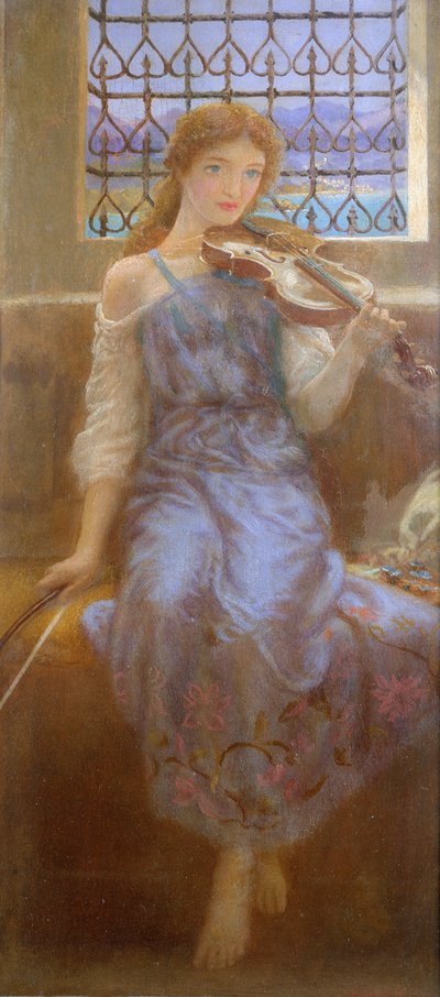 Girl with Violin by Arthur Hughes