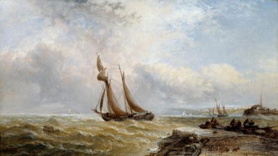 Coaster Leaving Port, Rough Weather by Arthur Joseph Meadows