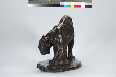 Large Puma Smelling Ox Track by Arthur Putnam