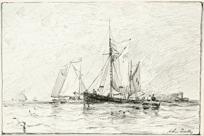 Trawlers Off Plymouth, England by Arthur Quartley