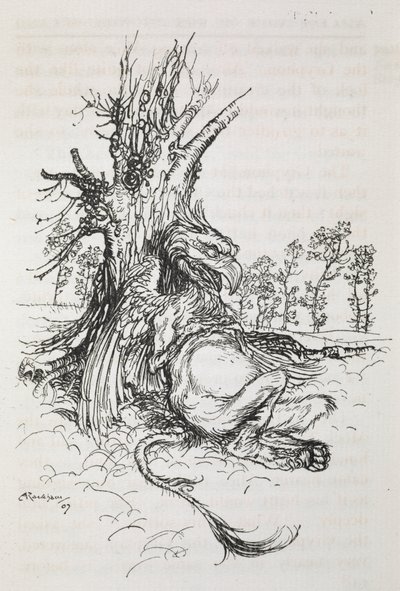 The Gryphon Sitting Against a Tree by Arthur Rackham