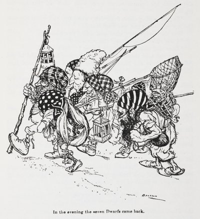 The Seven Dwarfs from Snowdrop (Snow White) by Arthur Rackham