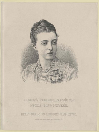Grand Duchess of Russia Anastasia Mikhailovna by Artist Unknown