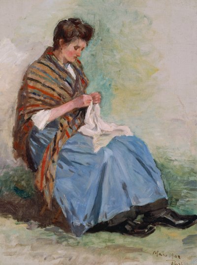 Woman Sewing by Asai Chu