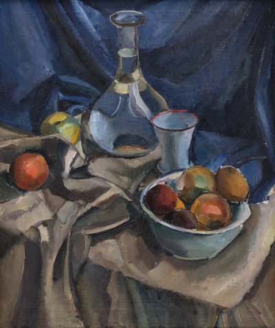 Still Life with Blue Fabric by Astrid Holm