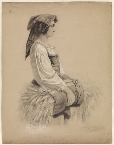 Italian Peasant Woman, Facing Right by August Allebe
