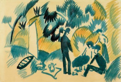 At Lake Thun, Picnic after Sailing by August Macke