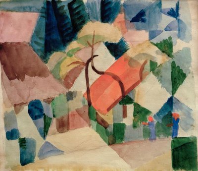 Village Houses in Gardens by August Macke