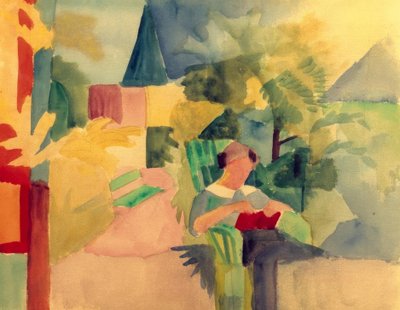 Garden with Reading Woman (at Lake Thun) by August Macke