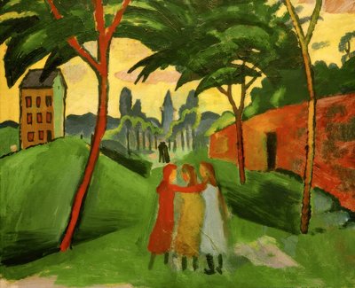 Landscape with Three Girls by August Macke