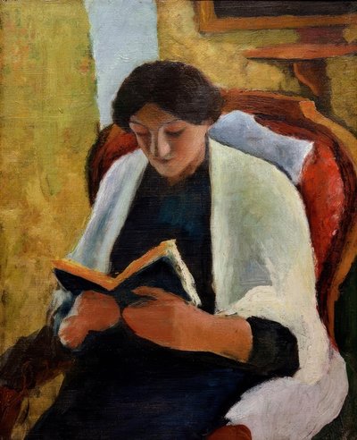 Reading Woman in a Red Chair by August Macke