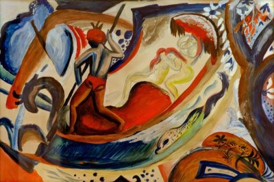 Naked Girls in the Boat by August Macke