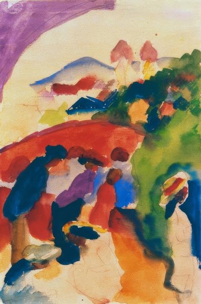 Walker with City by August Macke