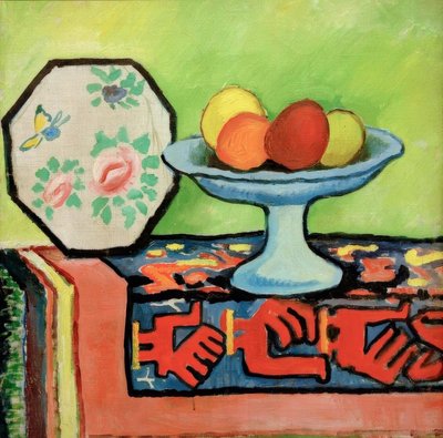 Still Life with Apple Bowl and Japanese Fan by August Macke