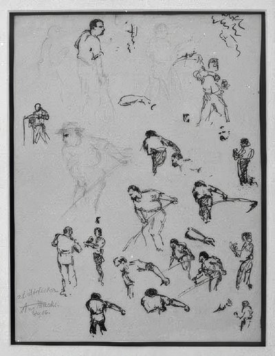 Study Sheet with Mowing Farmers by August Macke