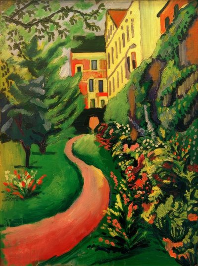 Our Garden with Blooming Borders by August Macke