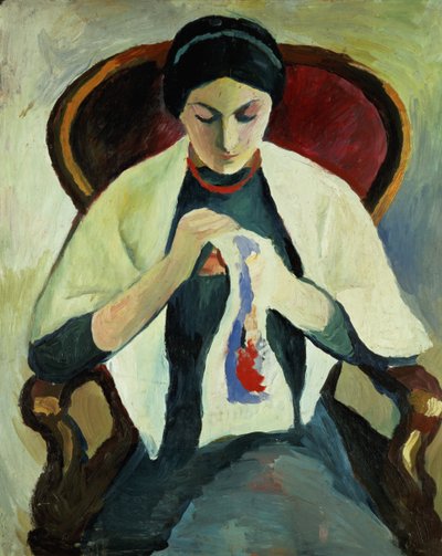 Woman Sewing by August Macke
