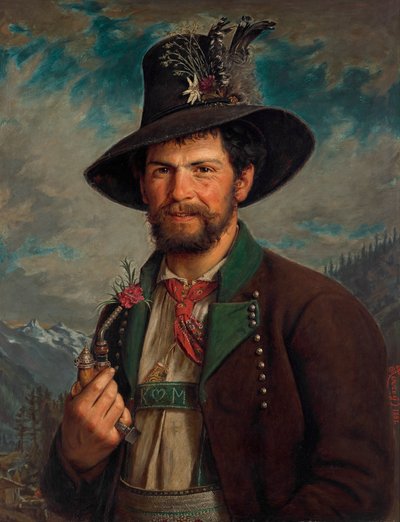 Tyrolean Farmer in Stubai Costume by August Pezzey d. Ä.