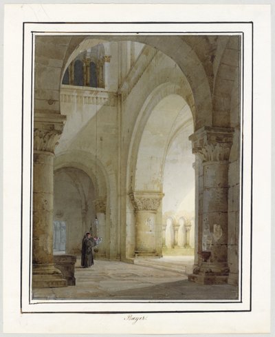 Interior of a Romanesque Church by August von Bayer