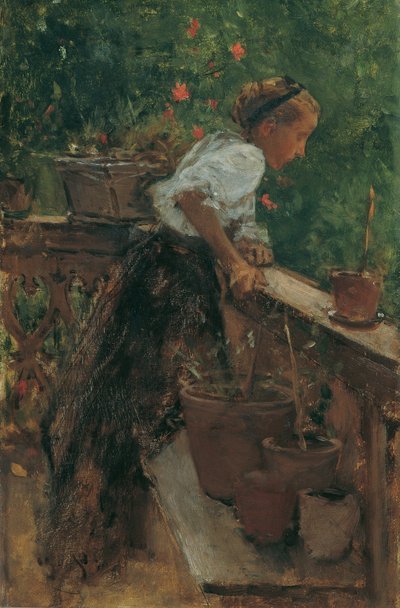 Peasant Girl on the Balcony by August von Pettenkofen