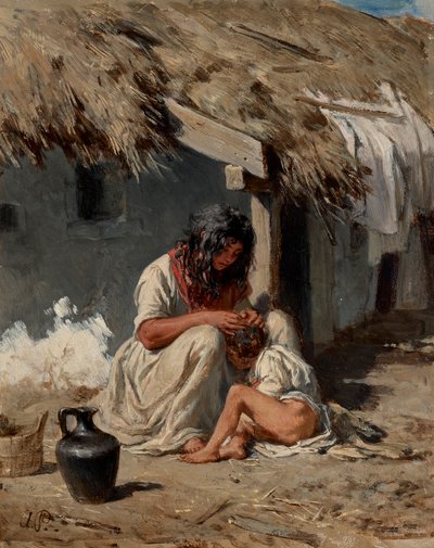 Hungarian Village Idyll by August von Pettenkofen