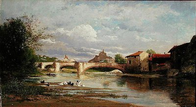 Bridge with Ducks by Auguste Allonge