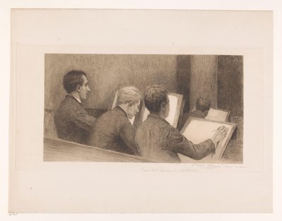 Lesson in the Drawing School by Auguste Danse (signed by artist)