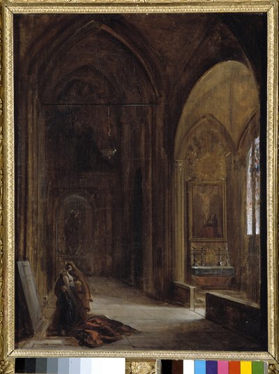 Interior of church by Auguste Forbin