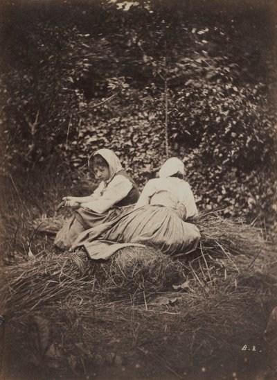 Two Peasant Girls Seated by Auguste Giraudon
