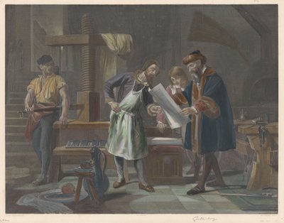 Interior of the printing house of Johannes Gutenberg by Auguste Ledoux
