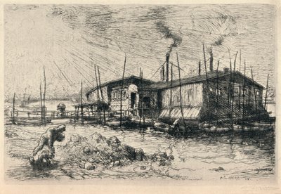 Old Washing-boats at Grenelle by Auguste Louis Lepère